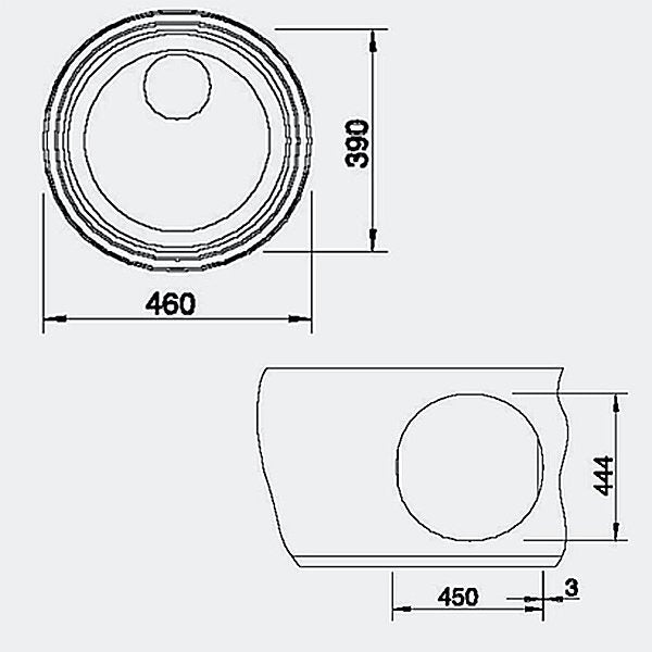 Blanco Single Round Bowl Sink - 18L, Brushed 18/10 Stainless Steel, Built-in Overflow - RONDOSOL