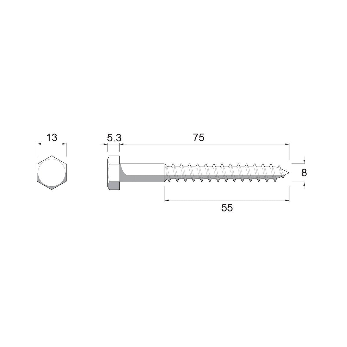 Zenith Hot Dip Galvanised Hex Head Coach Screws M8 x 75mm 25 Pack - SuperSaverAU - view 4