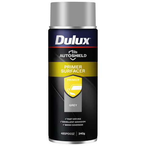 Dulux Autoshield Spray Paint Primer Surfacer 340g 0.34L Grey - Fast Drying - SuperSaverAU - view 1