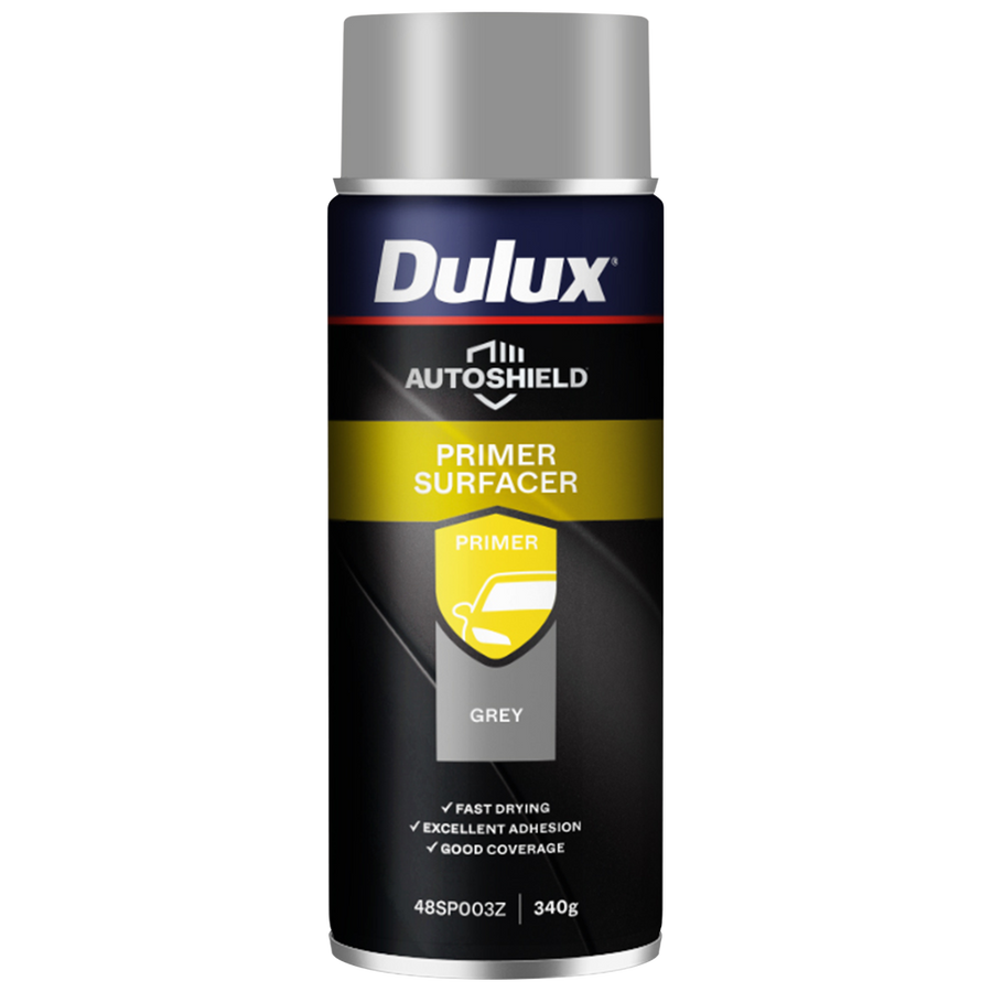 Dulux Autoshield Spray Paint Primer Surfacer 340g 0.34L Grey - Fast Drying - SuperSaverAU - view 1