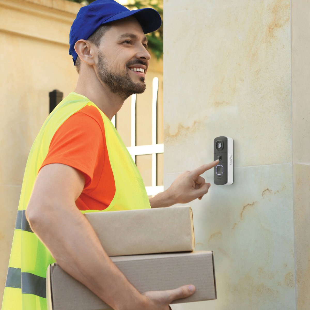 Swann Evo Wireless Video Doorbell with Chime Unit - 1.7MP HD - 140° Viewing Angle - Two-Way Audio - True Detect Sensor