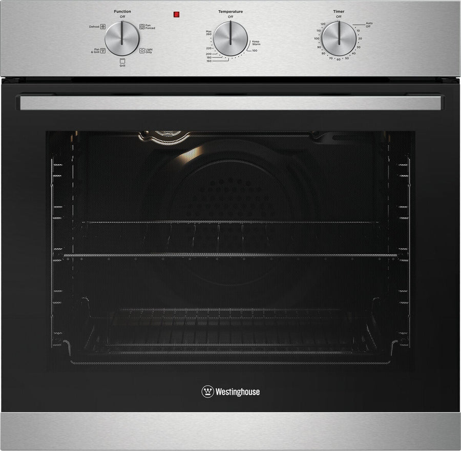 Westinghouse 60cm multi-function oven - 80L, stainless steel, 10A plug and lead, easy glide racks - WVE6314SD