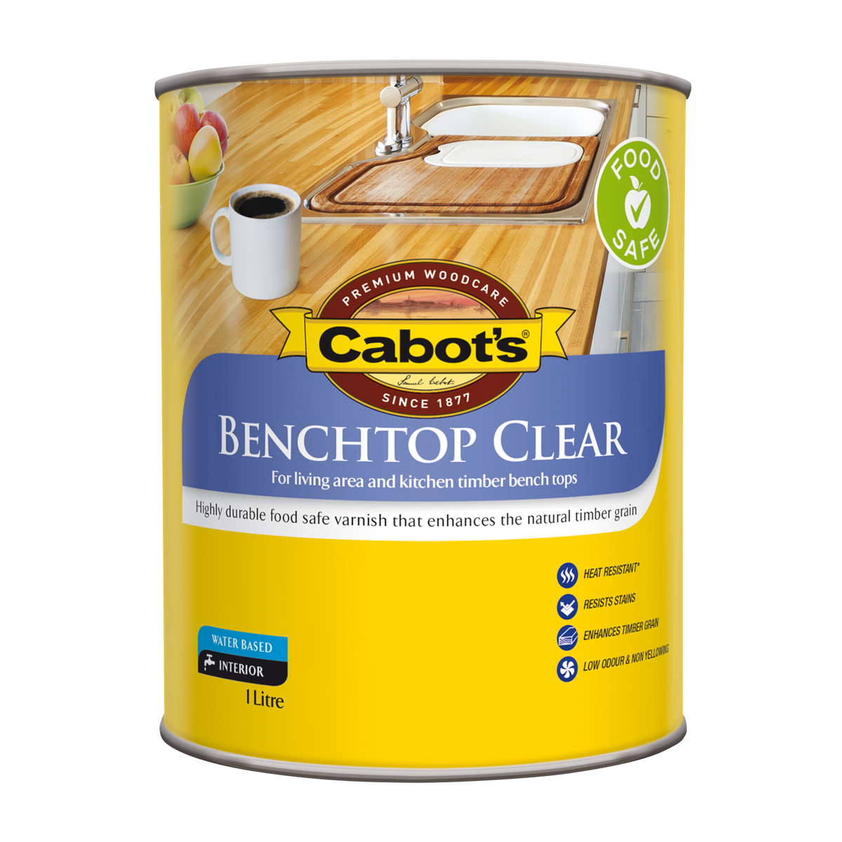 Cabot's Clear Gloss Benchtop Timber Finish 1L Water Based Durable - SuperSaverAU - view 1