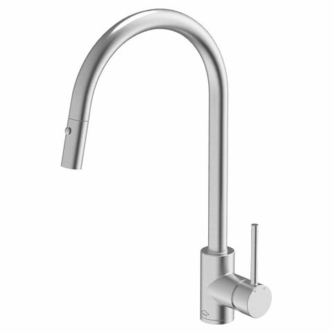 Abey Gooseneck Pull Out Kitchen Mixer Tap - Stainless Steel, 5 Star Water Rating - KTA037BR