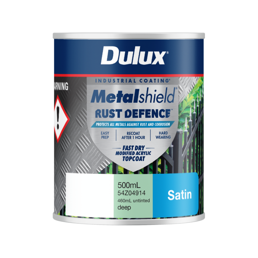 Dulux Metalshield Rust Defence Topcoat 500ml - Deep Base Satin - Fast-Drying - SuperSaverAU - view 1