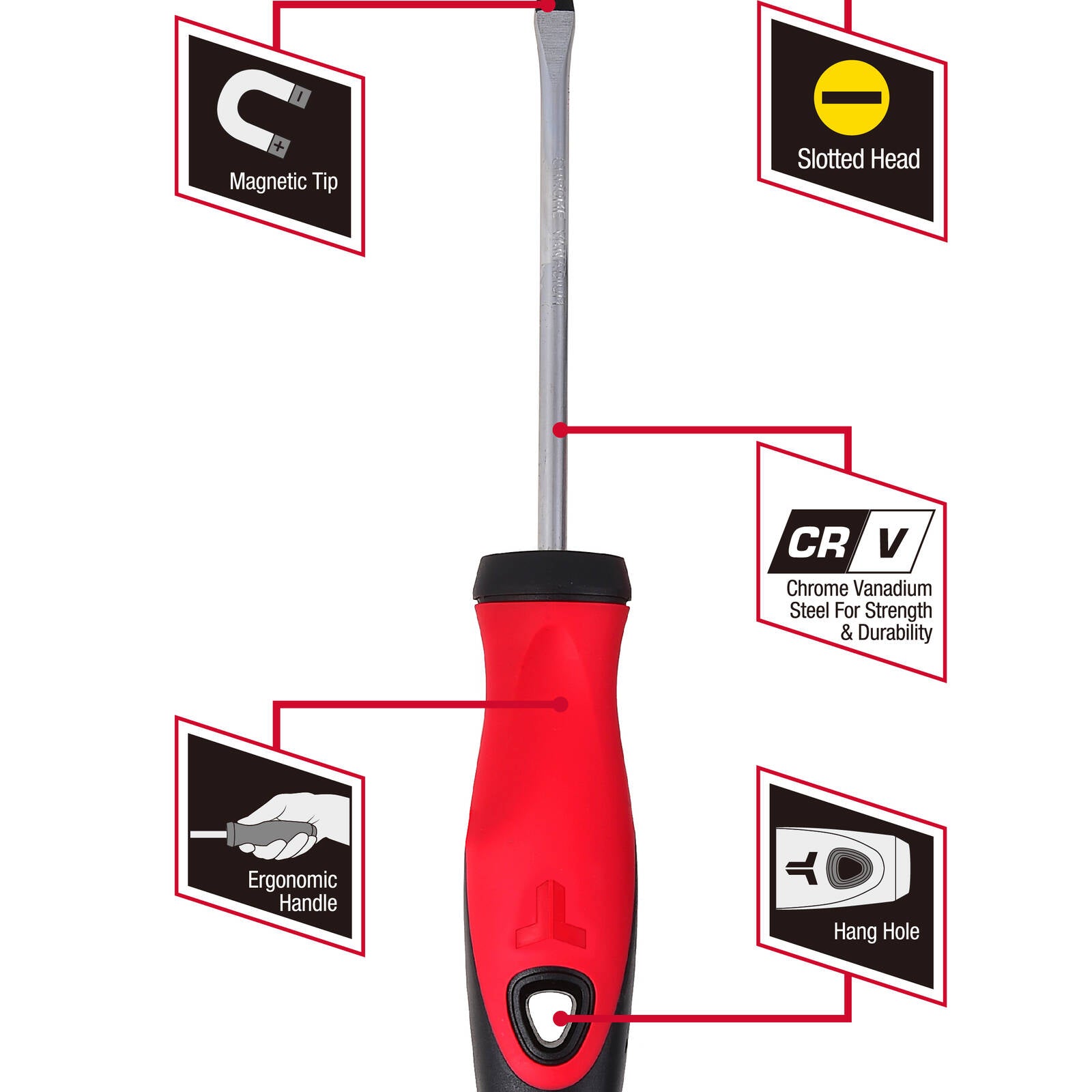 Trojan 100mm No.5 Slotted Screwdriver, CRV Shaft