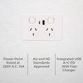 Deta x6 Double Power Point with USB A+C PD20W Fast Charging - 250V 10A - White - SuperSaverAU - view 2