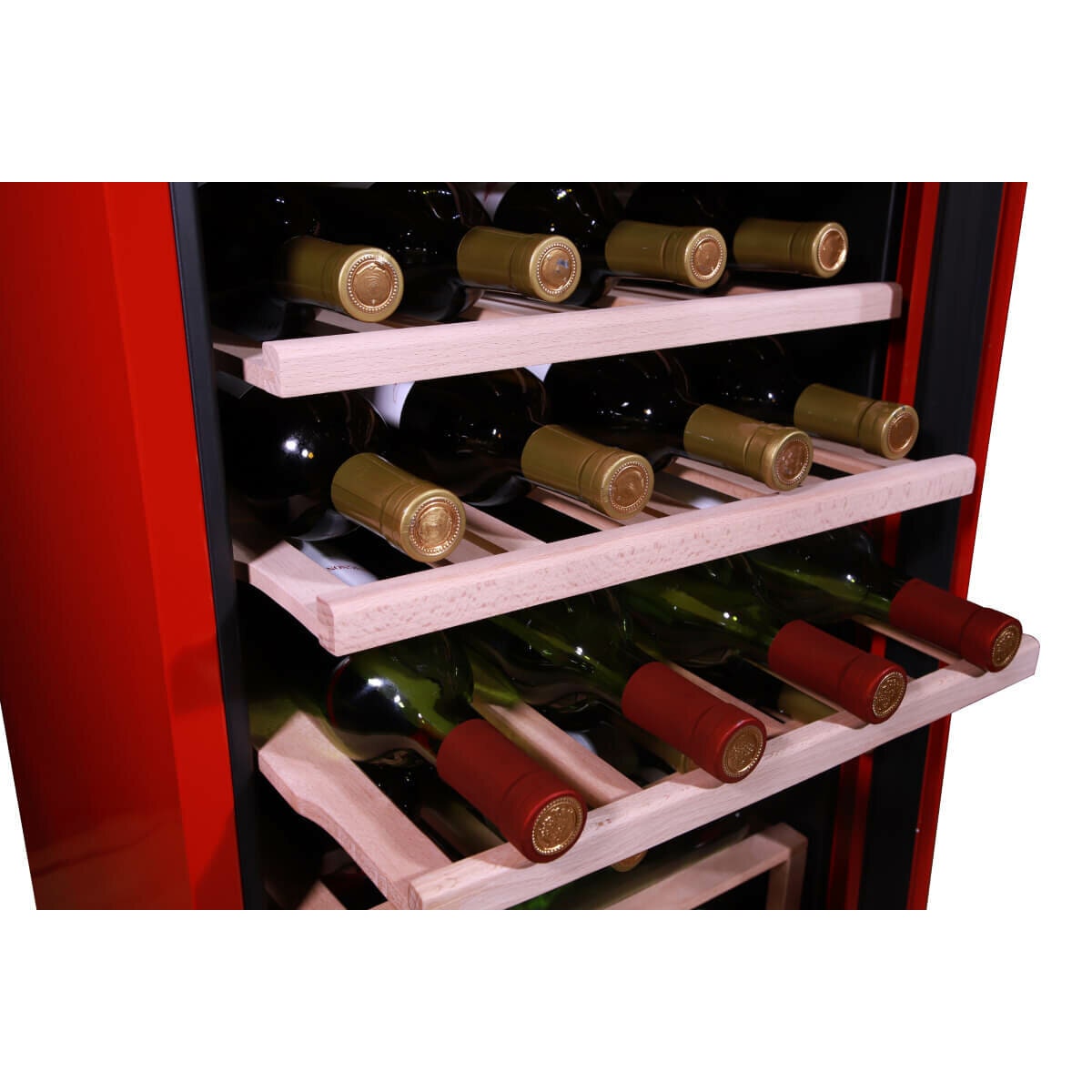 Linarie 94L Single Zone 33 Bottle Retro Wine Fridge - Red, UV Protection, 38dB Operation - LICV33RED