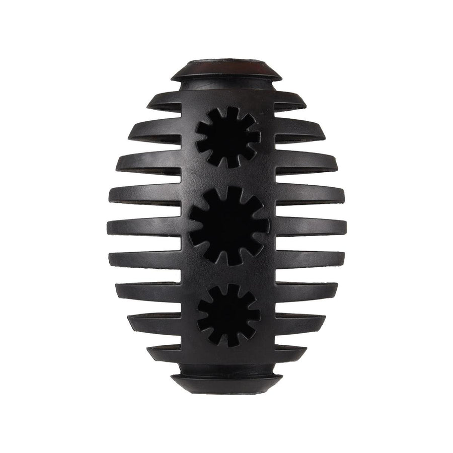 Gladiator 12cm Black Rubber Rugby Dog Toy - Durable - Dental Care - Treat Filling - SuperSaverAU - view 1