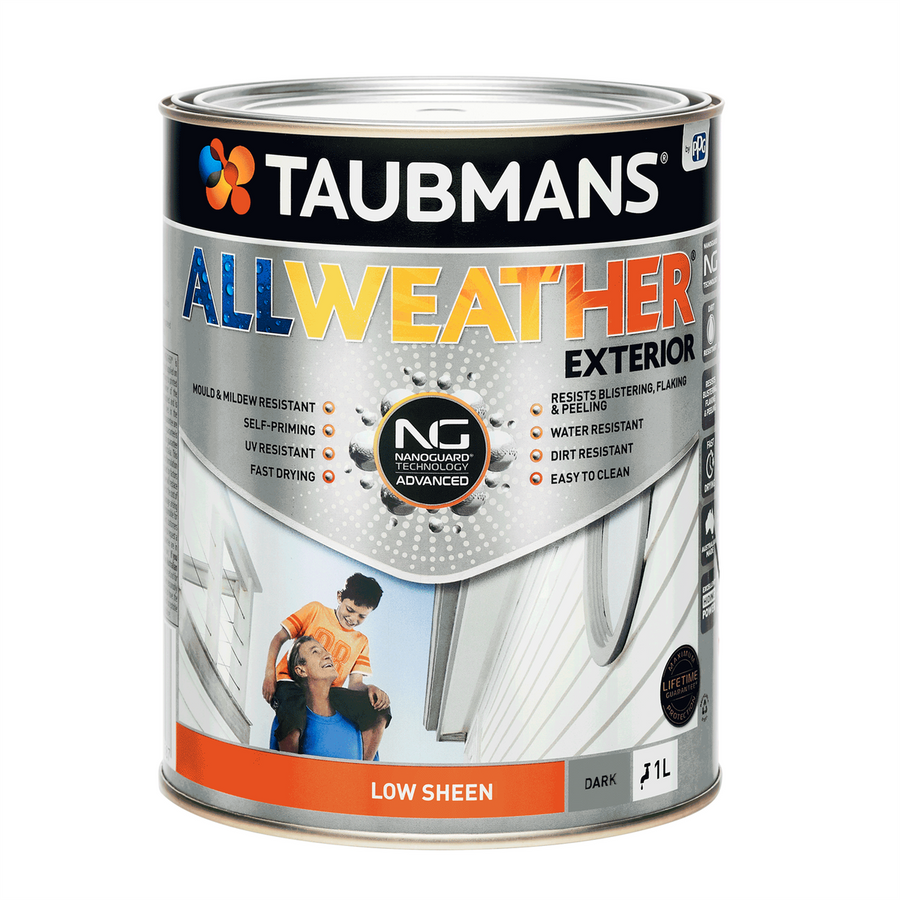 Taubmans 1L Dark Low Sheen All Weather Exterior Paint - Water Based - Mould Resistant - SuperSaverAU - view 1