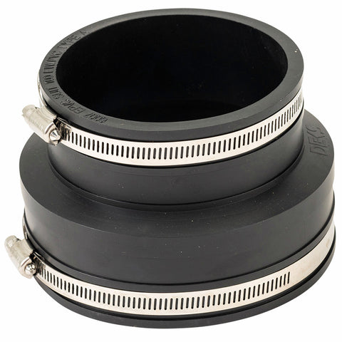 Deks 100mm EW to PVC Rubber Joiner Adaptor - EPDM & Stainless Steel, Underground Rated, Black