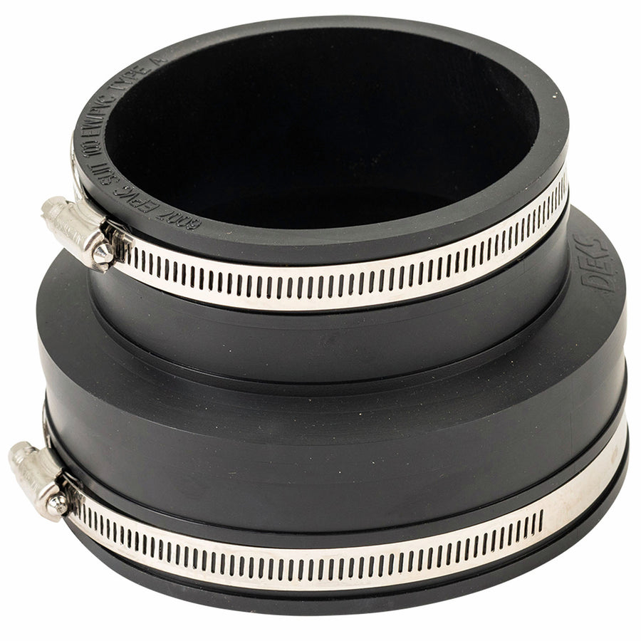 Deks 100mm EW to PVC Rubber Joiner Adaptor - EPDM & Stainless Steel, Underground Rated, Black