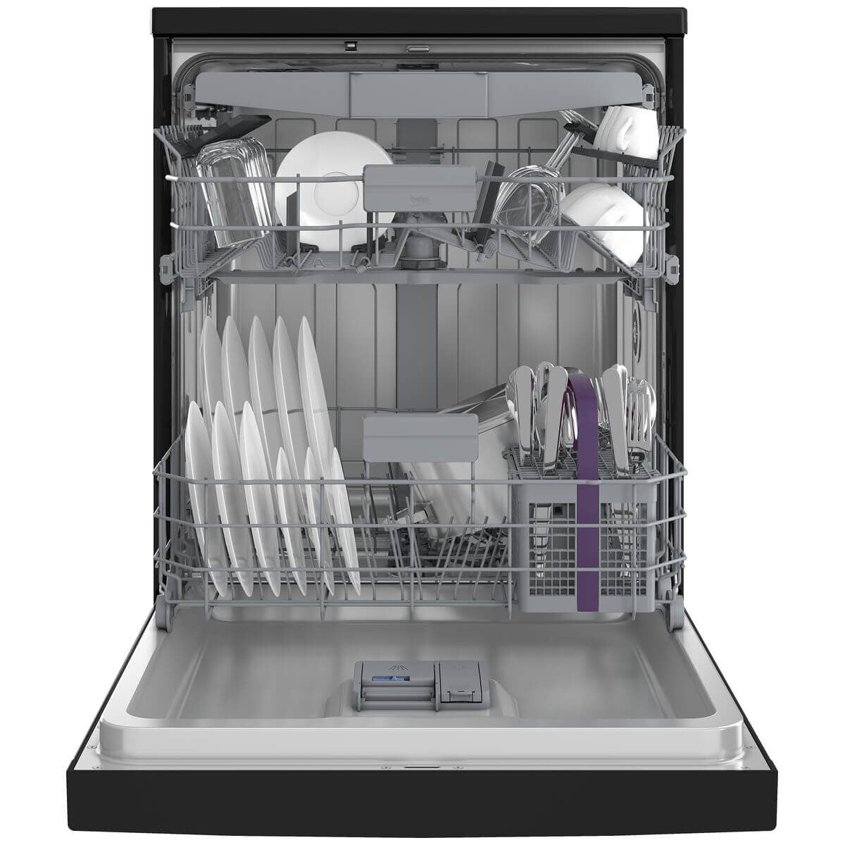 Beko 60cm Freestanding Dishwasher - 16 Place Settings, Black, SelfDry, AquaIntense Zone - BDFB1630B
