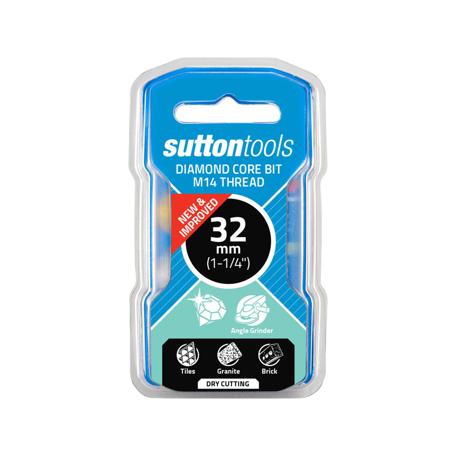 Sutton Tools 32mm M14 Diamond Core Bit for Tile, Marble, Granite & Brick