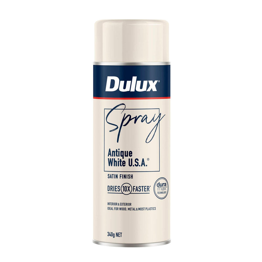 Dulux 340g Satin Spray Paint - Antique White - Fast-Drying - Self-Priming - SuperSaverAU - view 1