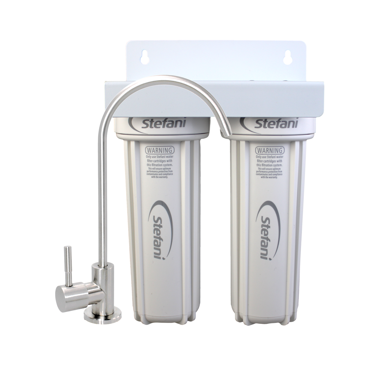 Stefani Twin Stage Undersink Water Filtration System 240mm - Lead Free - Compact Design - Dual-Stage Filtration