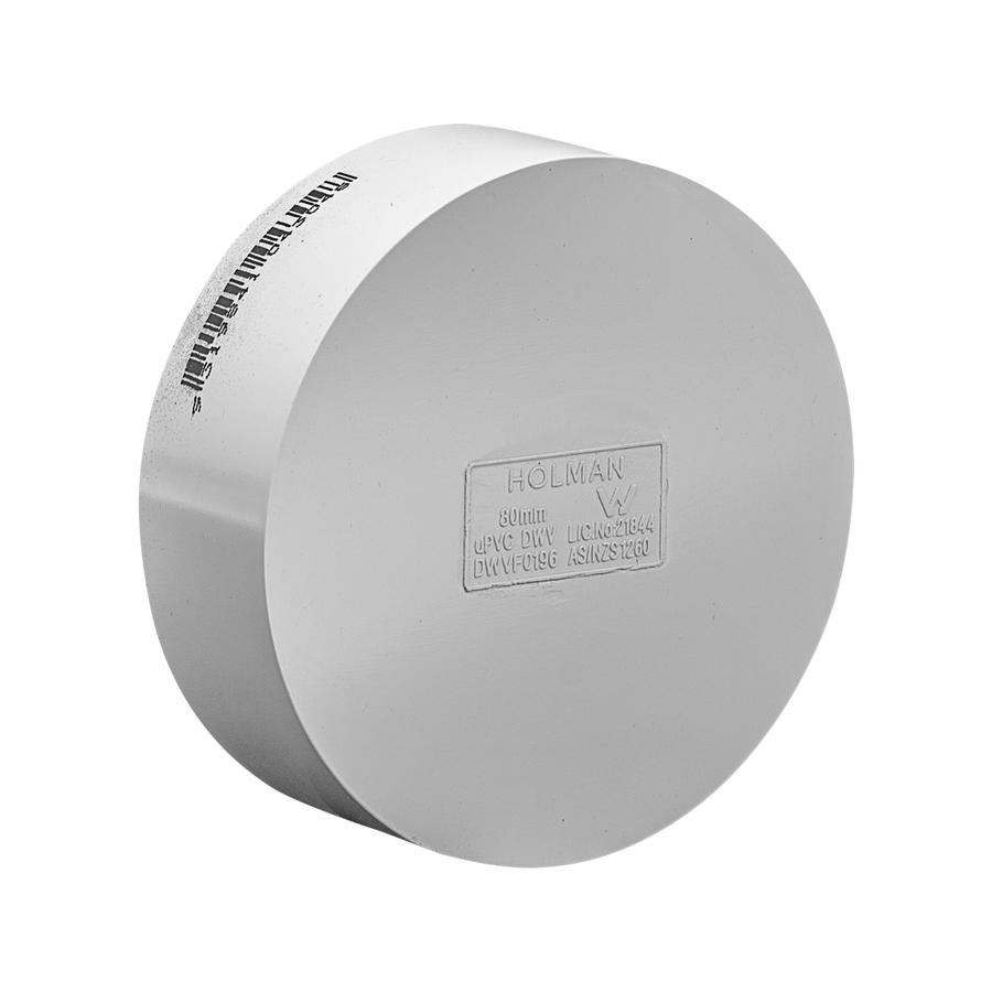Holman 80mm Dwv Pvc Push On Cap - Grey - Durable - Easy To Install - SuperSaverAU - view 1