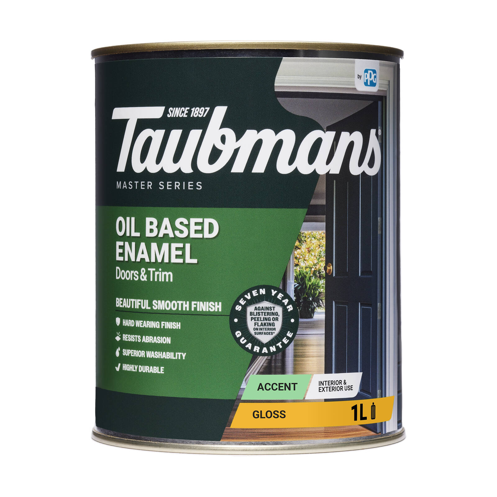 Taubmans 1L White Accent Gloss Oil Based Enamel Paint
