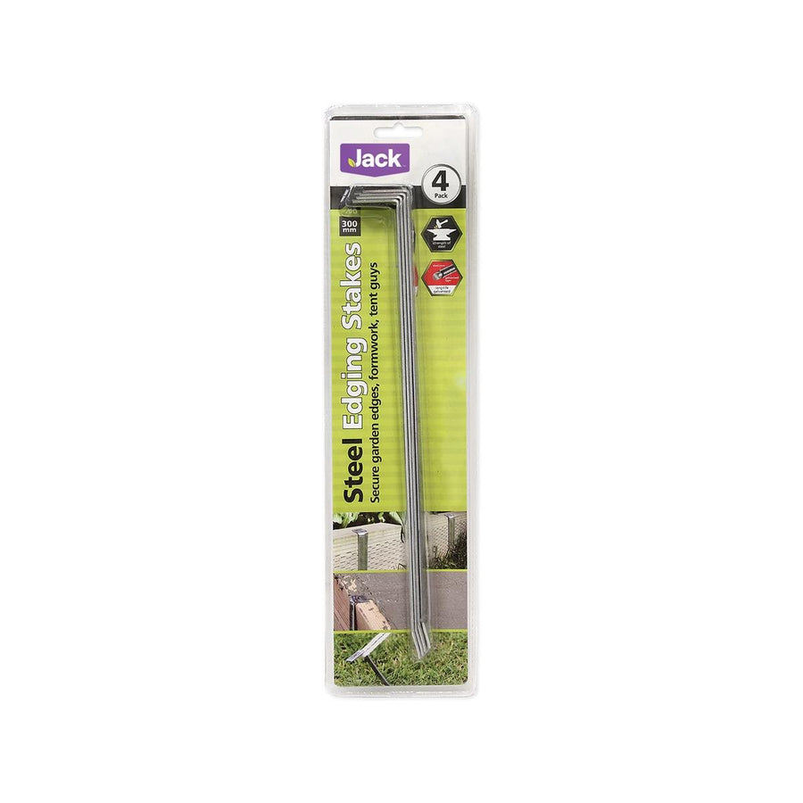 Jack Steel Edging Stake 300mm x 25mm 4 Pack Durable Galvanised - SuperSaverAU - view 1