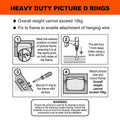 Everhang Heavy Duty Picture Hanging D Ring 15kg Zinc Plated 4 Pack - SuperSaverAU - view 3
