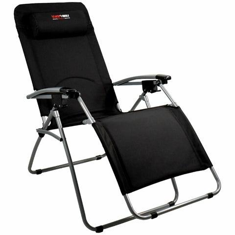 BlackWolf reclining lounger camping chair - black, 130kg maximum weight, carry bag included - 32S000211381000