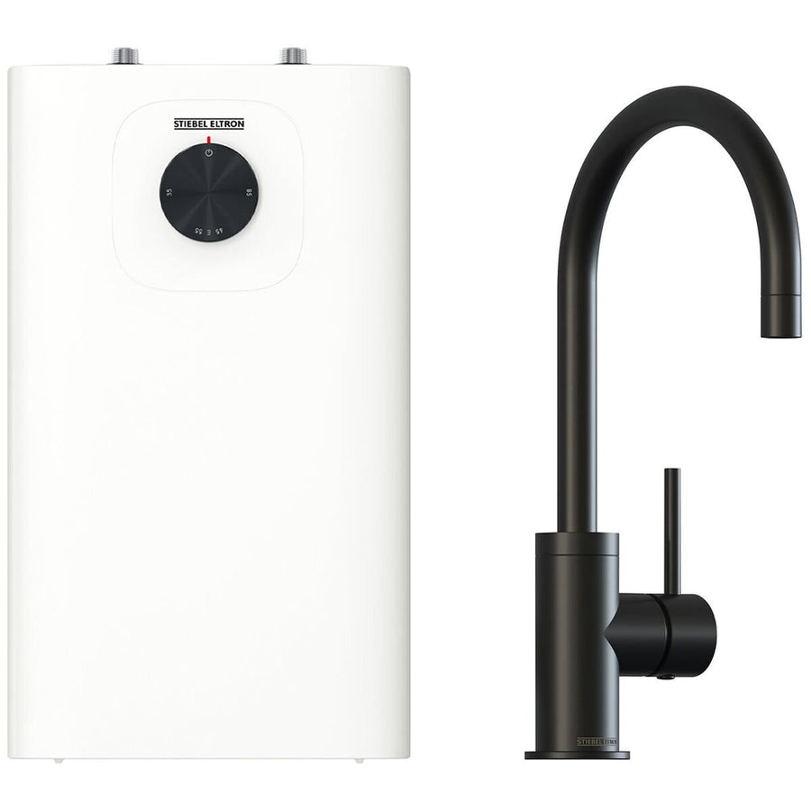 Stiebel Eltron SNU 10 PLUS 10L Storage Hot Water Unit - Black Gooseneck Mixer, 160mm Spout - 208194