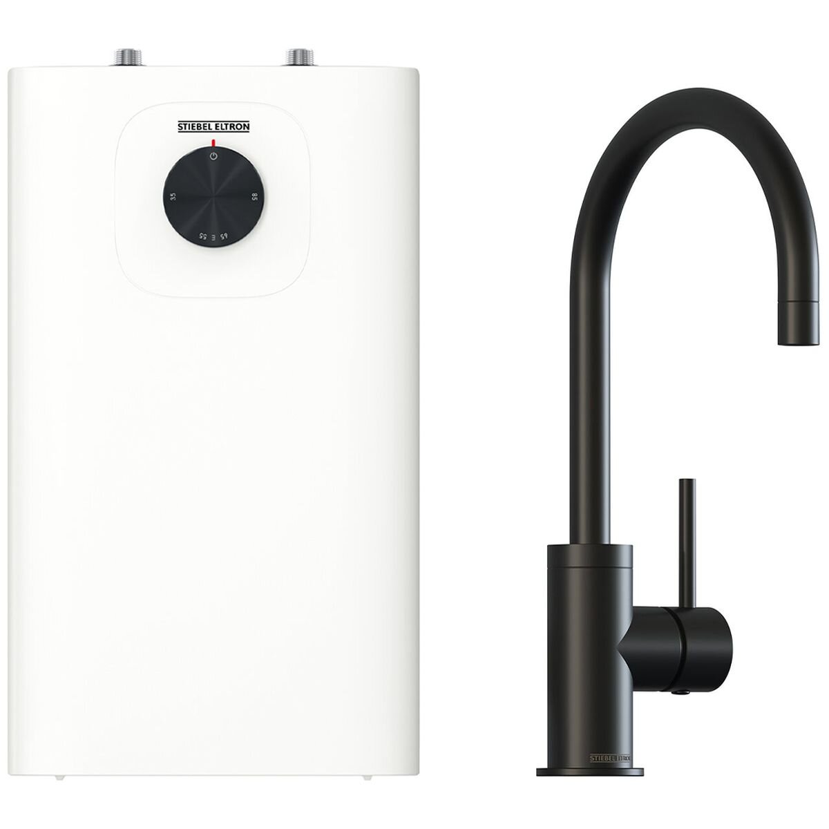 Stiebel Eltron SNU 5 PLUS 5L Storage Hot Water Unit - Black Gooseneck Mixer, 160mm Spout - 208198