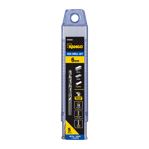 Kango 6mm HSS Drill Bit 5 Pack - Timber, Metal & Plastic