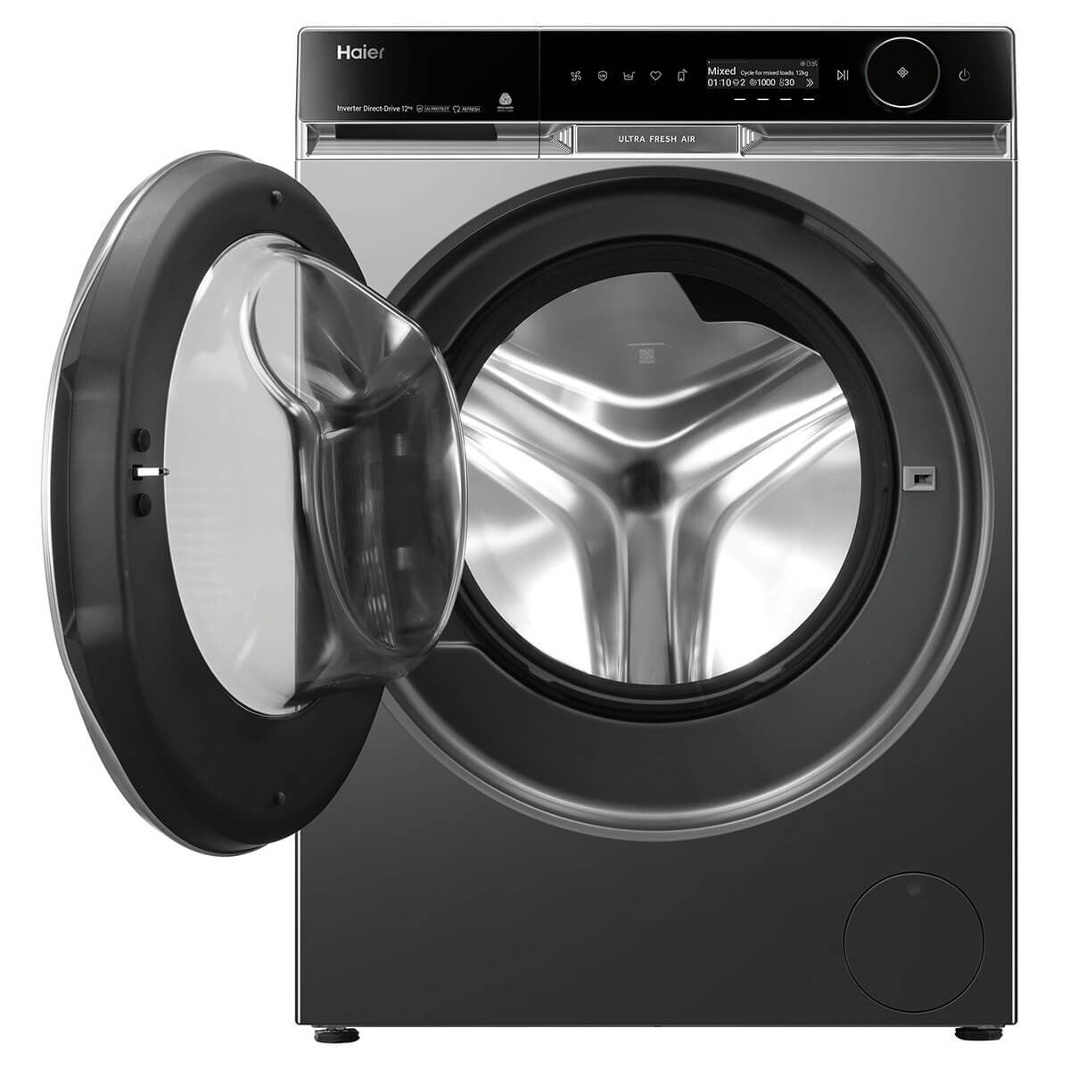 Haier 600 Series 12kg Front Loader - Black, UV Protect, Ultra Fresh Air, 5 Star Energy - HWF12PXB1