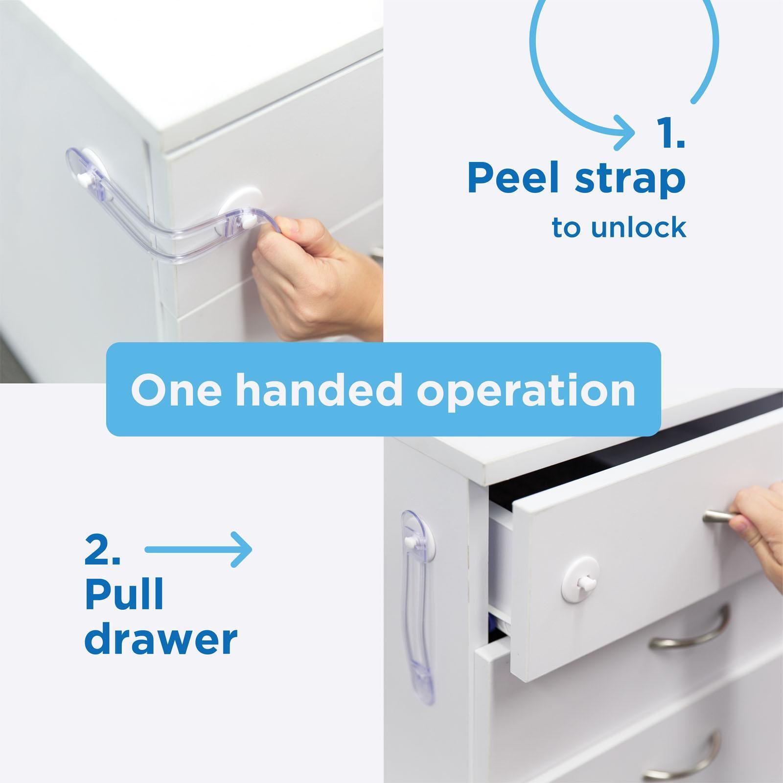 Perma Child Safety 12cm Adhesive Universal Flexi Locks 12 Pack Plastic