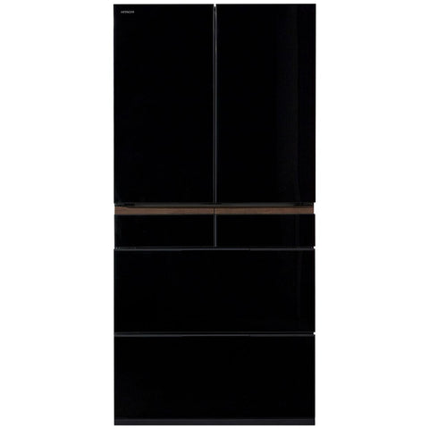 Hitachi 670L French Door Fridge - Crystal Black Glass, Vacuum Compartment, Made in Japan - R-GW670TAXK