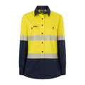 Citeco Women's Yellow/Navy Hi Vis Taped Long Sleeve Shirt - Cotton, Size 12