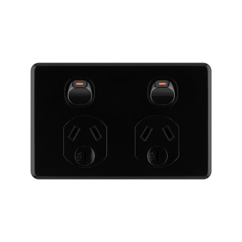 DETA X6 Black Double Power Point - 10amp Polycarbonate - Quick Install - SuperSaverAU - view 1