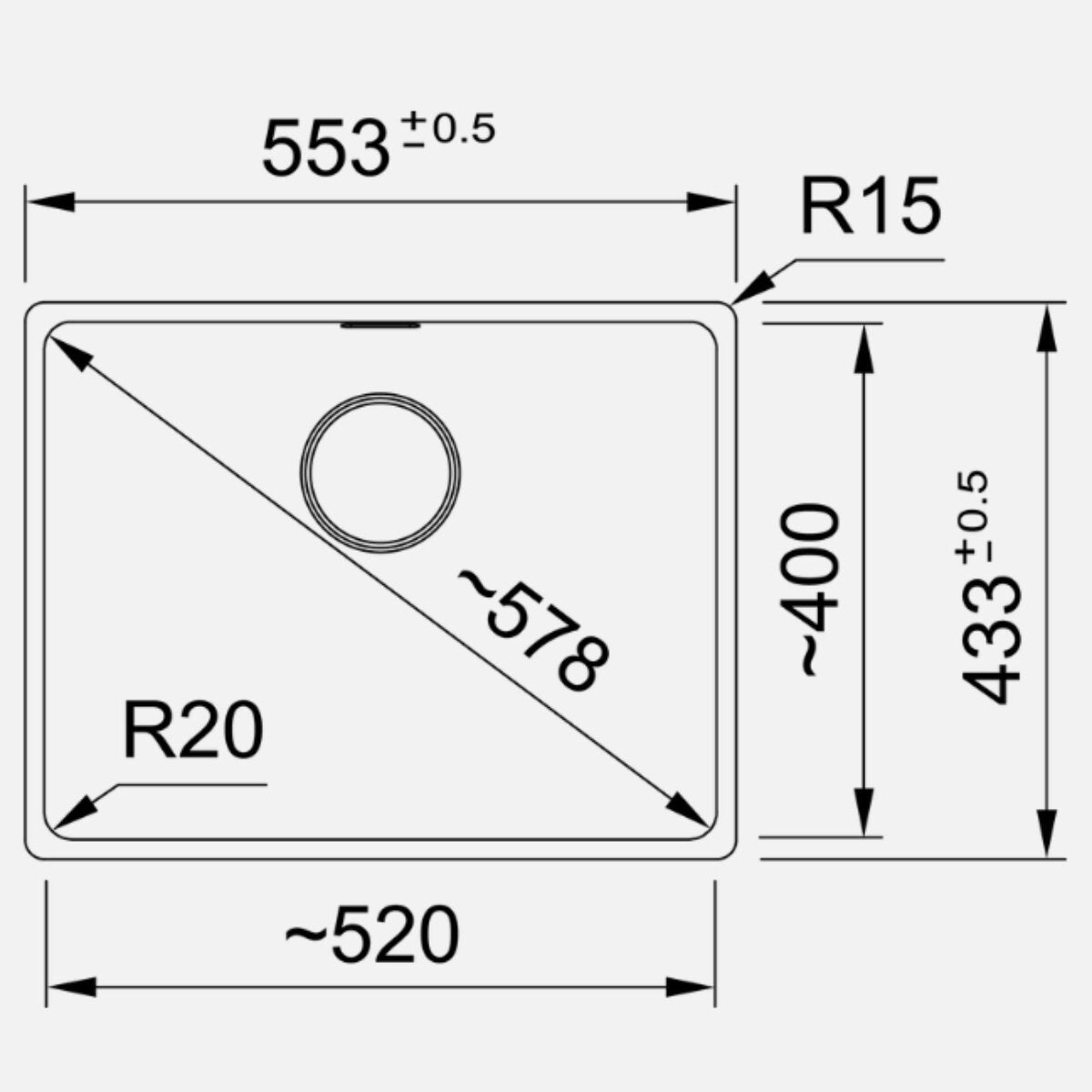 Franke Maris Single Bowl Flush Mount Sink - Stone Grey Fragranite, Hidden Overflow - MRG210-52SG-B