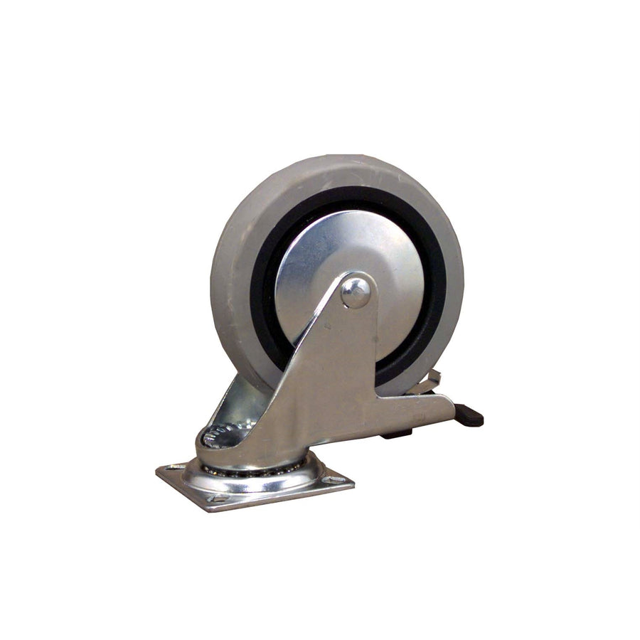 Move It 100mm Grey Rubber Heavy Duty Swivel Castor with Brake, 55kg Load