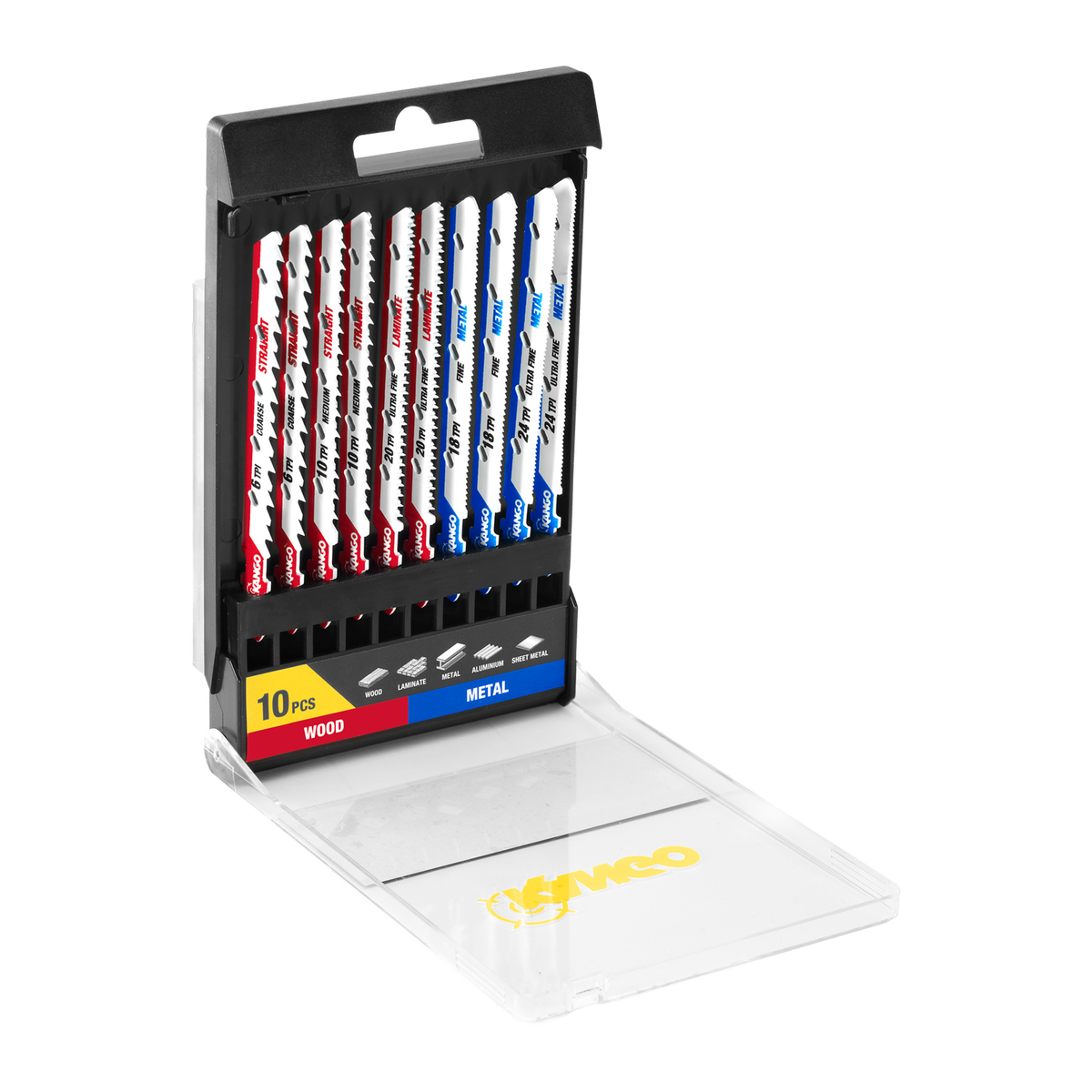 Kango 10 Piece All Purpose Jigsaw Blade Set - 102mm x 13mm x 124mm - Bi-Metal Blades for Timber & Metal Cutting - SuperSaverAU - view 3