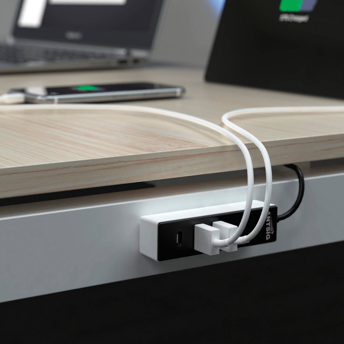 Antsig 3 Port USB Hub - 2x USB-A & 1x USB-C - 1.5m Cable - Black/White - SuperSaverAU - view 5