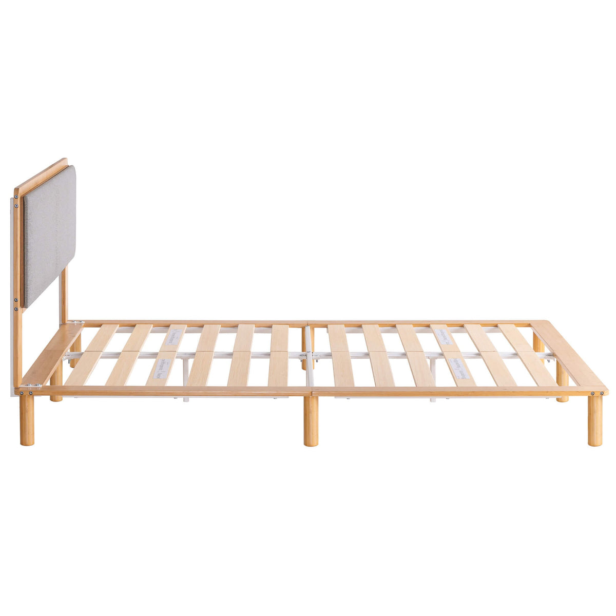 Zinus Arden King Single Bamboo Bed Frame - Natural Finish, Upholstered Headboard, Slats - AU-FPWNH8ZC-08B