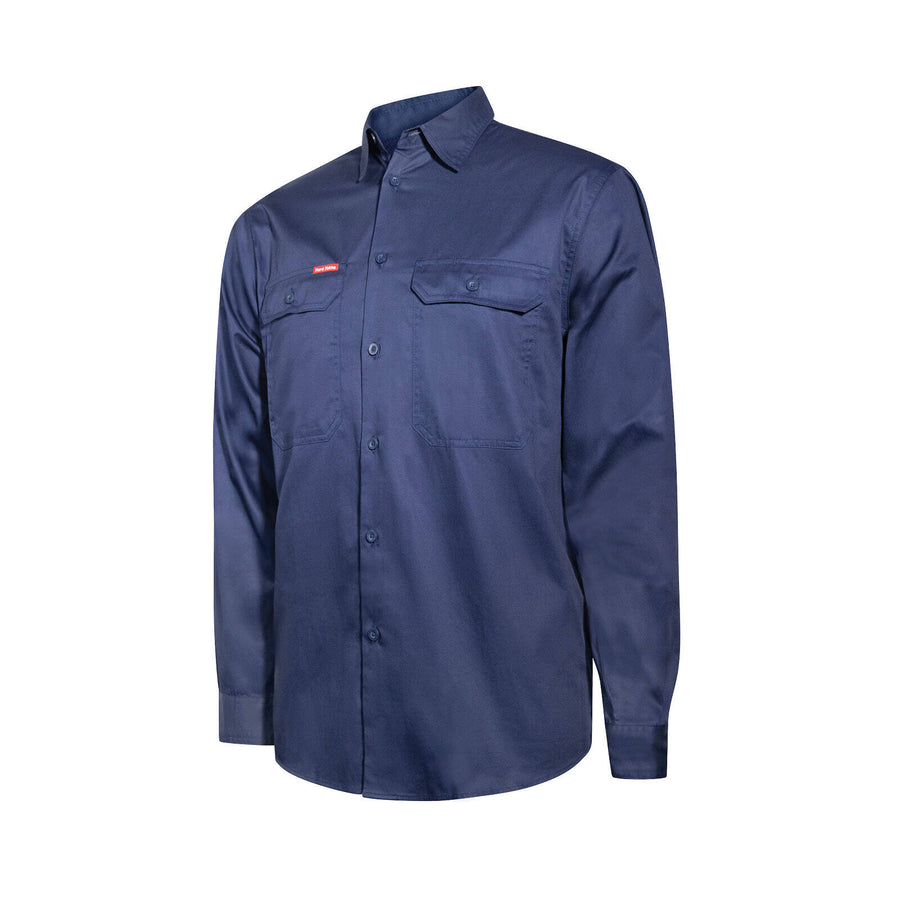 Hard Yakka Core Navy Lightweight Vented Long Sleeve Cotton Drill Shirt - Size L