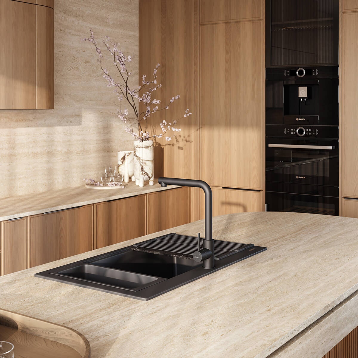 Oliveri Venice right angle mixer tap - Chrome finish, square neck, WELS 5 Star, brass body - VE570FCR