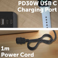 Arlec Travel Adaptor Kit Powerboard 2 Outlet with PD30W USB-C Charging Black PB2UTC-B