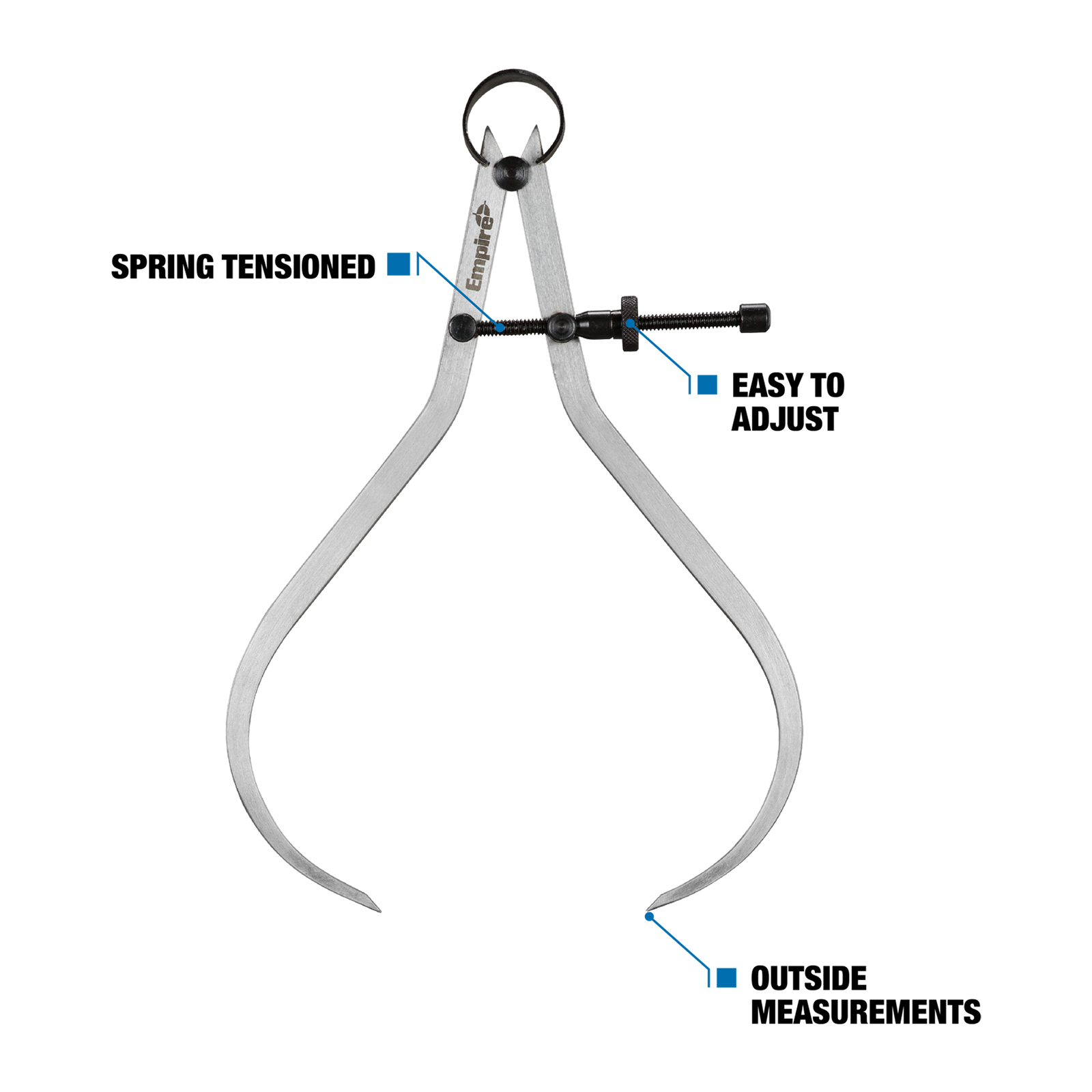 Empire 200mm Outside Spring Calipers - Carbon Steel, Lockable for External Measuring