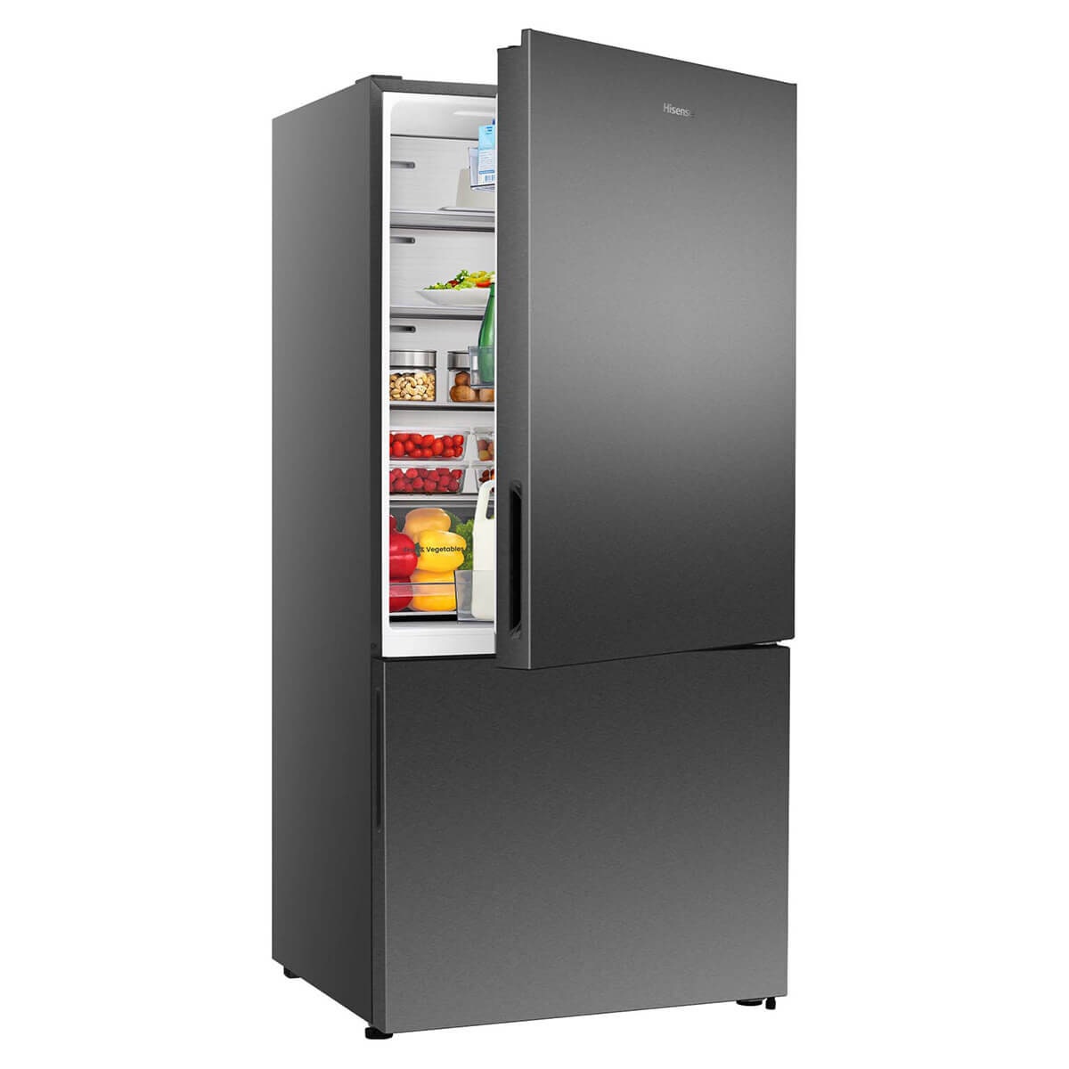 Hisense 503L EcoVision Bottom Mount Fridge - Dark Stainless Steel, 8 Star Energy, Counter Depth - HRBM503E
