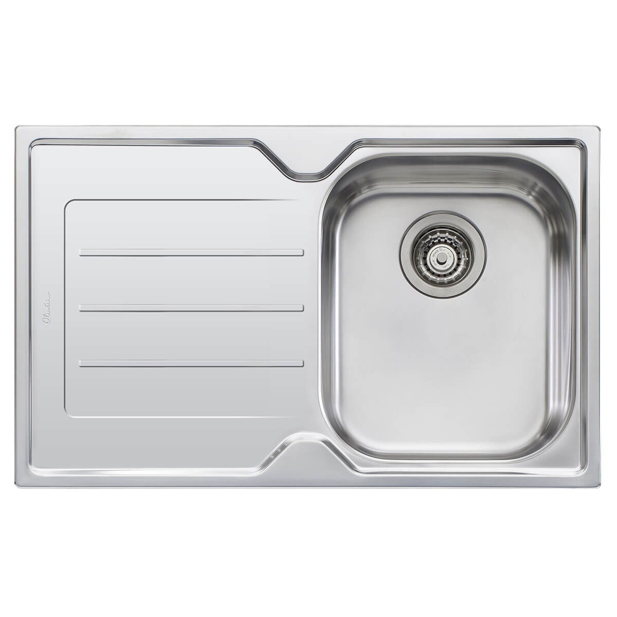 Oliveri Flinders Single Bowl Topmount Sink - Left Hand Drainer, No Taphole, 21L Bowl - FL122-NTH