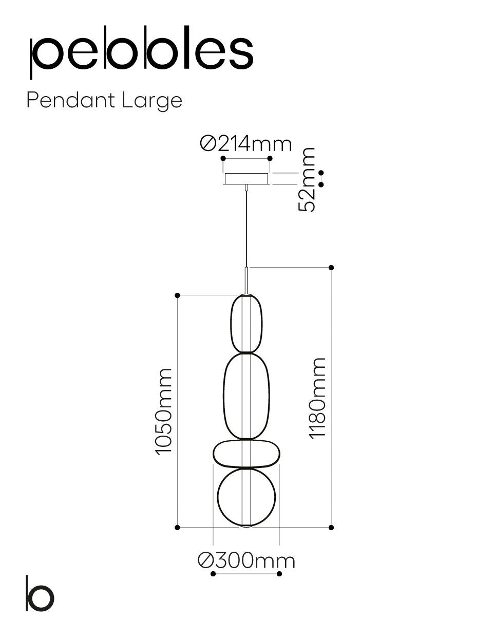 Bomma Pebbles Large Pendant Light - 1182mm Tall - Designed by Boris Klimek - 8595610916480