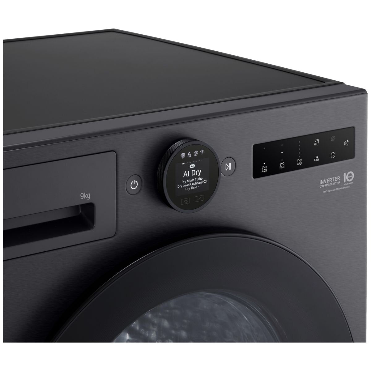 LG Series 9 9kg Heat Pump Dryer - Matte Black, 9 Star Energy Rating, TurboDry - DXH9-09MB