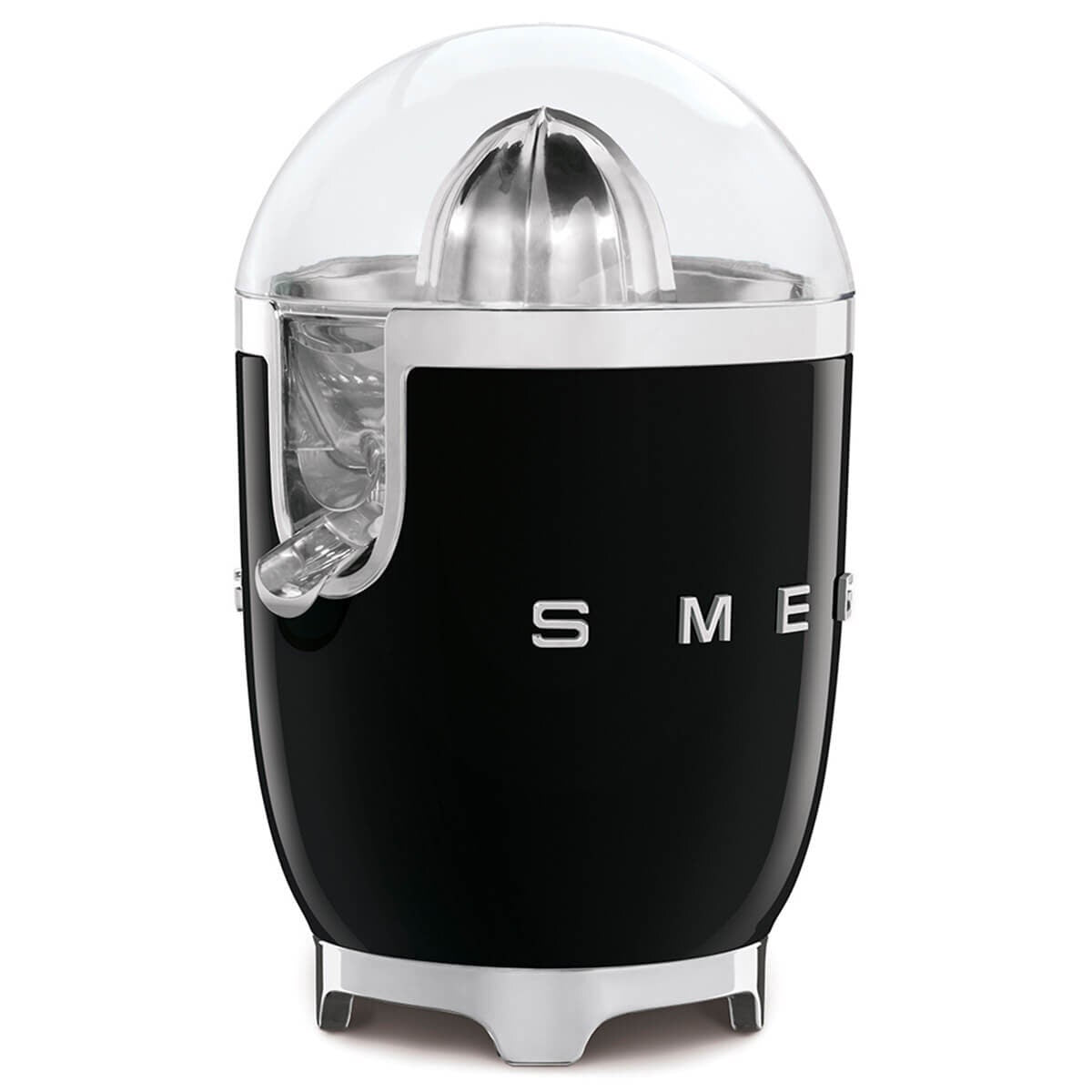 Smeg 50s Style citrus juicer - Black, stainless steel reamer and strainer, Tritan Renew bowl - CJF11BLAU