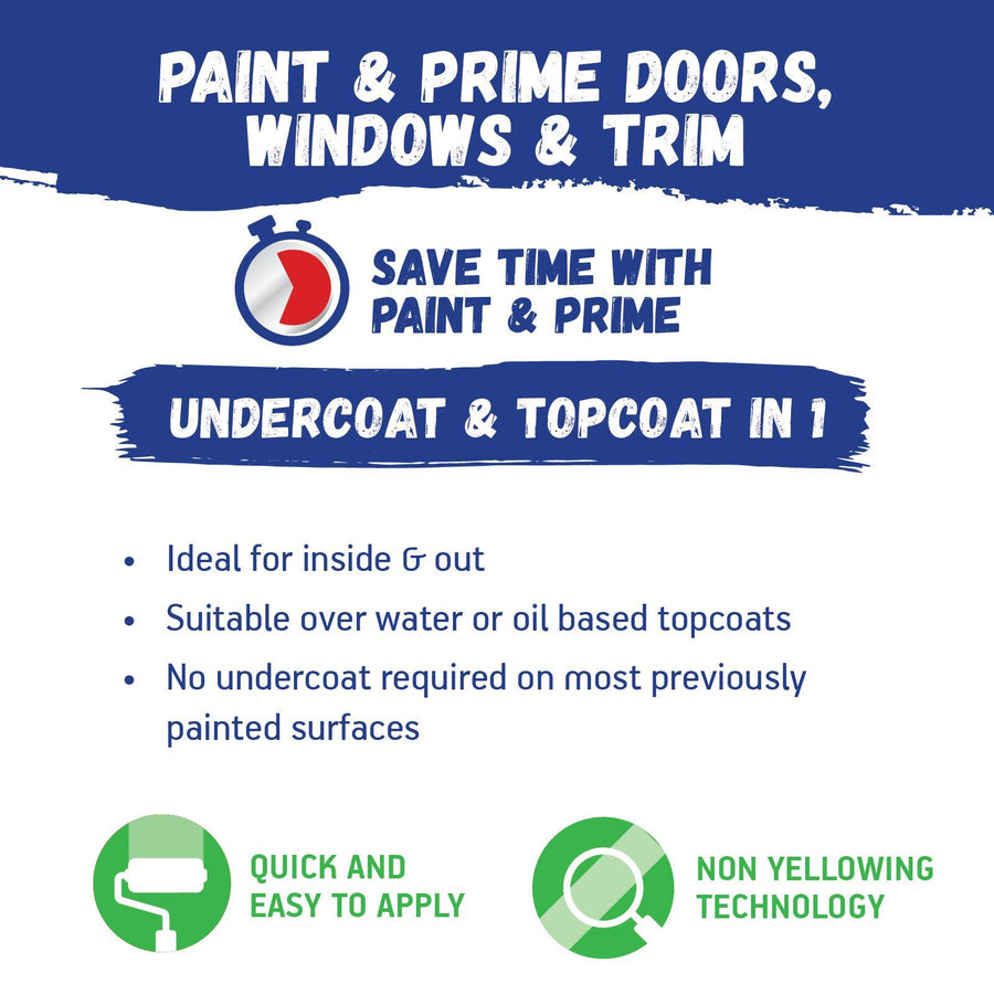 British Paints 4L White Semi Gloss Doors Windows and Trim Paint and Prime UV Resistant