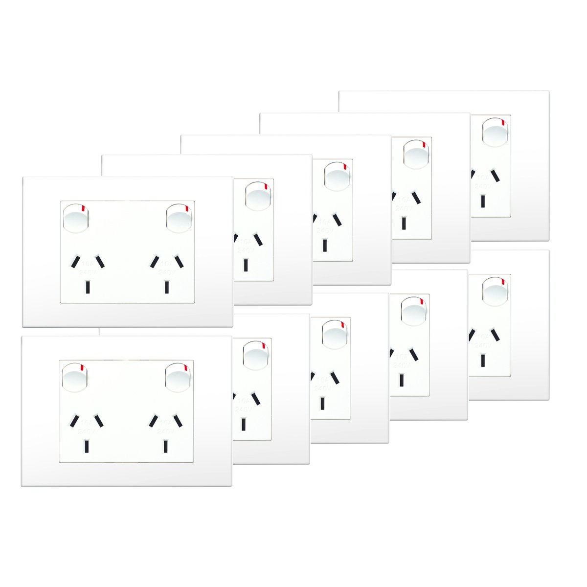 VIVO Double Powerpoint 10 Pack - White - Plastic - Safe Installation - SuperSaverAU - view 1