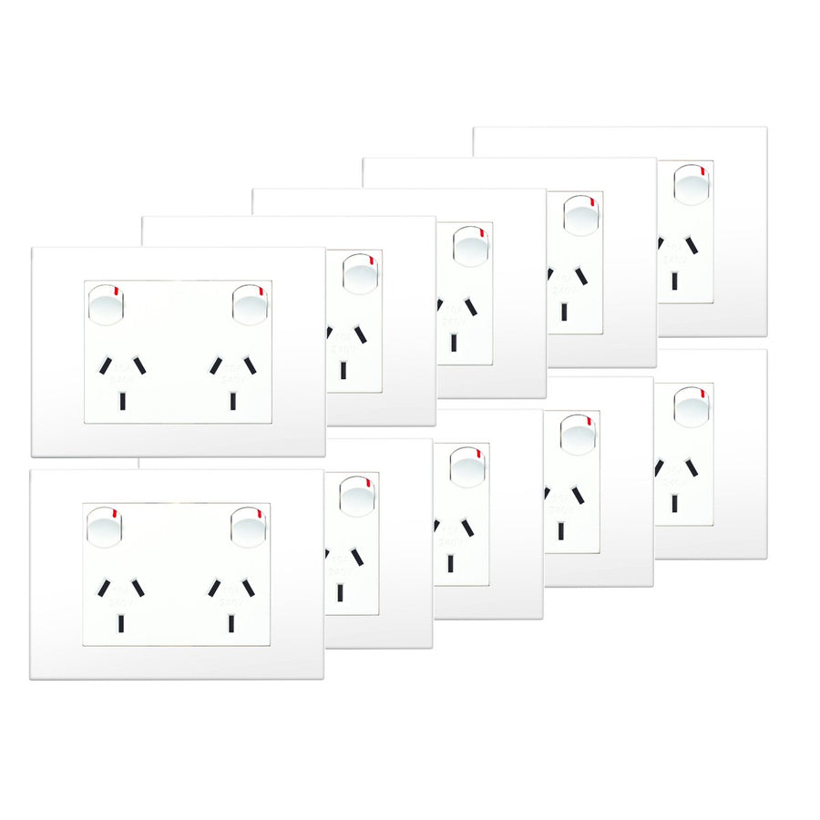 VIVO Double Powerpoint 10 Pack - White - Plastic - Safe Installation - SuperSaverAU - view 1
